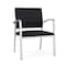 Lesro Newport Wide Guest Chair Metal Frame, Silver, MD Black Upholstery NP1201 - alternate 1